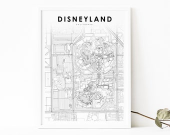 Disneyland California Map Print, CA USA Map Art Poster, Anaheim, City Street Road Map Print, Nursery Room Wall Office Decor, Printable Map