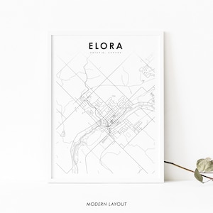 Elora Ontario Map Print, ON Canada Map Art Poster, Fergus, City Street Road Map Print, Nursery Room Wall Office Decor, Printable Map