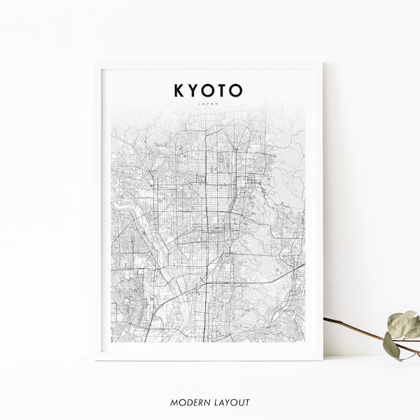 Kyoto Japan Map Print, Map Art Poster, 京都 京都市 関西 日本, Kansai City Street Road Map Print, Nursery Room Wall Office Decor, Printable Map
