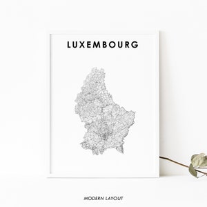 Luxemburg kaart afdrukken, land routekaart Art Poster, Lëtzebuerg Luxemburg kaart, landkaart kunst, kinderkamer muur kantoor decor, afdrukbare kaart