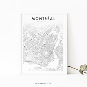 Impression de carte de la région de Montréal au Québec, affiche d’art de carte du Canada QC, impression de carte routière de la rue de la ville de Montréal, décoration murale de bureau de chambre d’enfant, carte imprimable