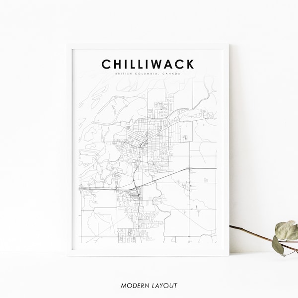 Chilliwack City Map Etsy