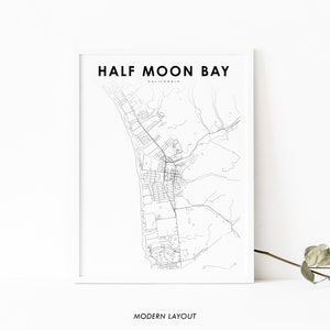 Stampa della mappa Half Moon Bay CA, poster artistico della mappa California USA, stampa della mappa stradale della città, decorazione dell'ufficio della parete della stanza della scuola materna, mappa stampabile