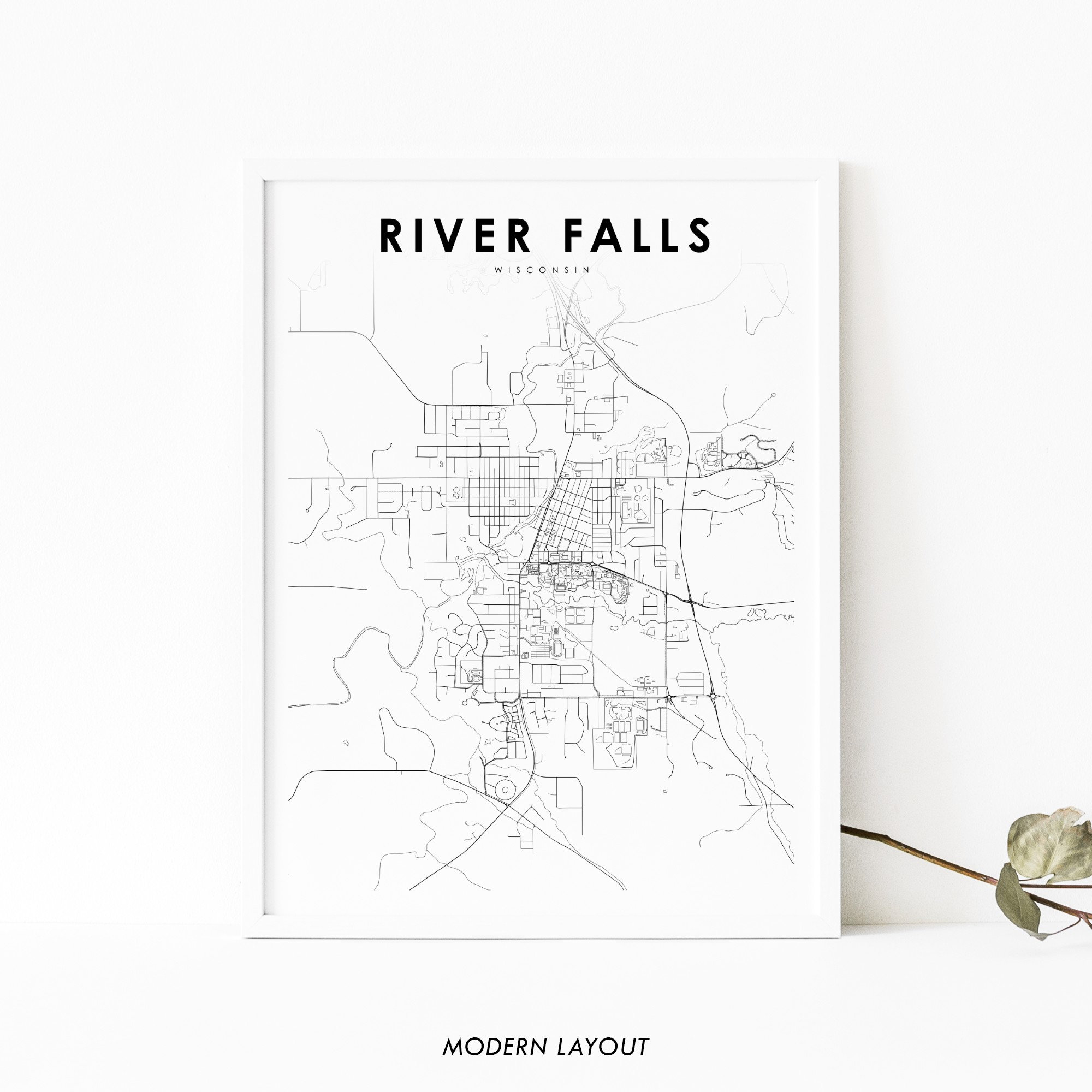 River Falls WI Map Print Wisconsin USA Map Art Poster - Etsy España