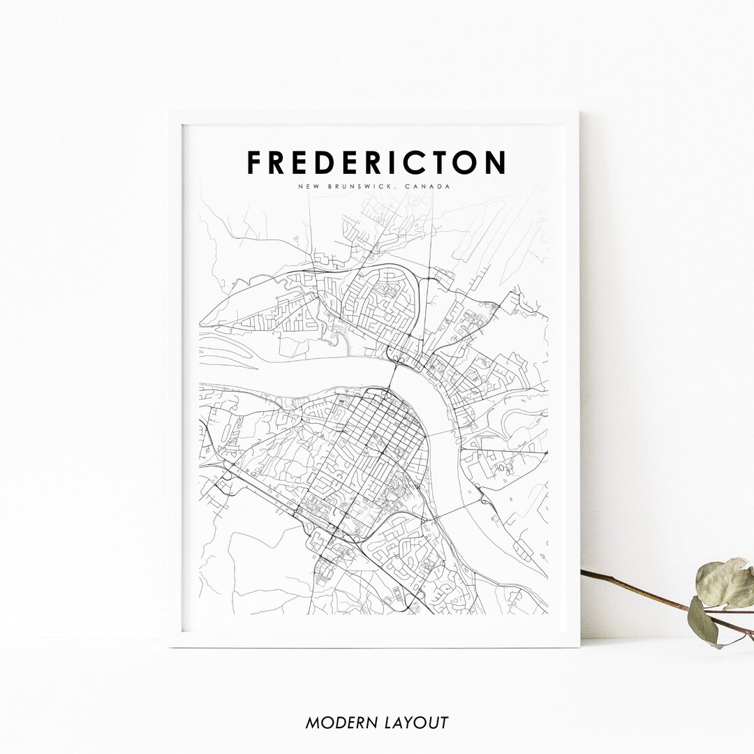 Fredericton New Brunswick Map Print, NB Canada Map Art Poster, City