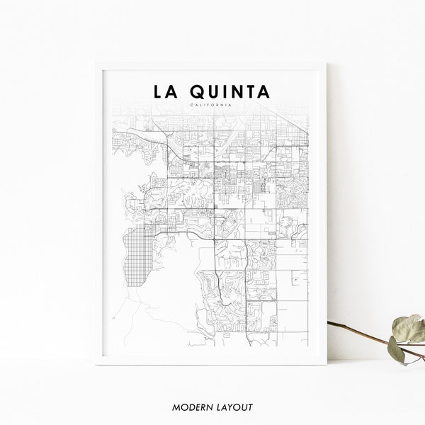 La Quinta CA Map Print, California USA Map Art Poster, Riverside, City Street Road Map Print, Nursery Room Wall Office Decor, Printable Map