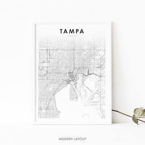 Tampa Bay Tampa FL Karte Print, Tampa Bay Karte Kunst Poster, Tampa Bay City Street Road Map Print, Kinderzimmer Wand Büro Dekor, druckbare Karte