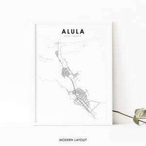 AlUla Saudi Arabia Map Print, Al-&#39;Ula Map Art Poster, City Street Road Map Print, Nursery Room Office Wall Decor, Minimalist Printable Map