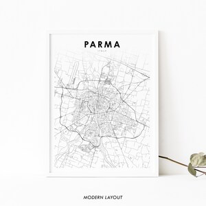 Parma Italië kaart afdrukken, kaart kunst poster, Pärma Italia Emilia-Romagna stad straat routekaart afdrukken, kinderkamer muur kantoor decor, afdrukbare kaart
