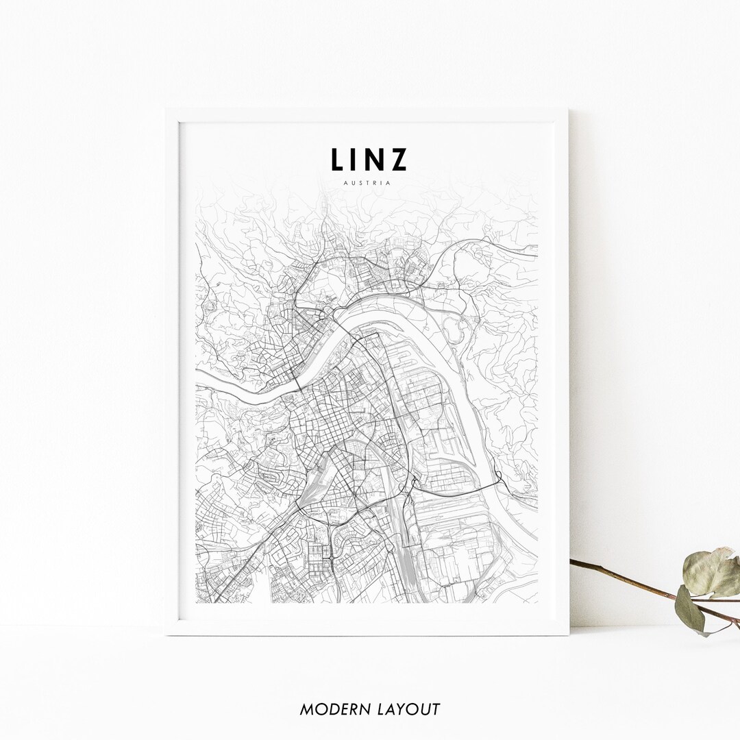 Linz Austria Map Print, Map Art Poster, Linec Österreich, City Street ...