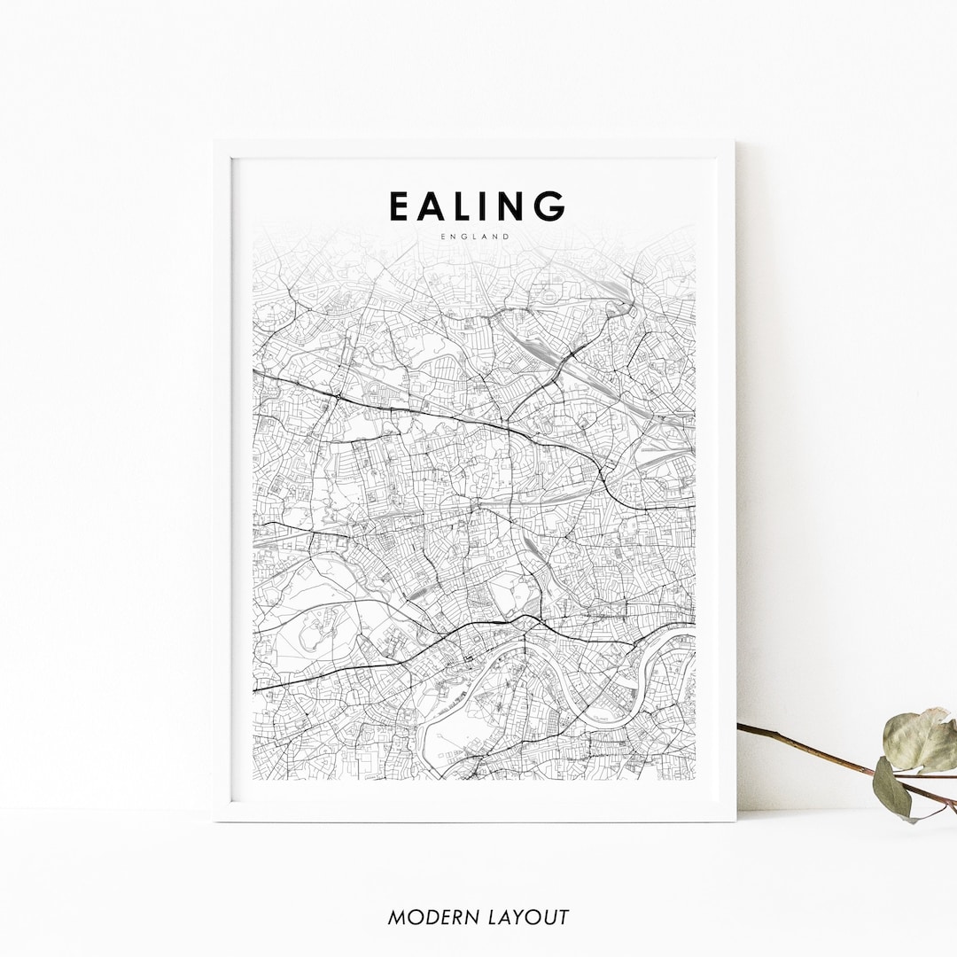Ealing London Map Print, England UK United Kingdom Map Art Poster, City