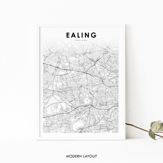 Digital Prints City Street Map Print Ealing London Map Print Printable