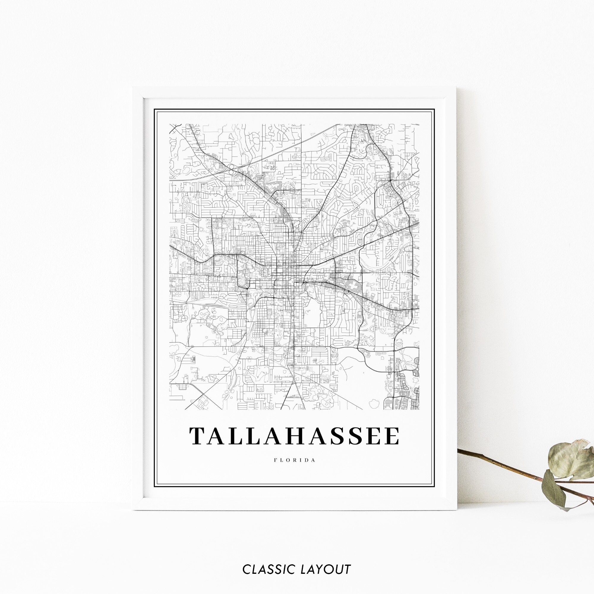 Tallahassee FL Map Print Florida USA Map Art Poster City | Etsy