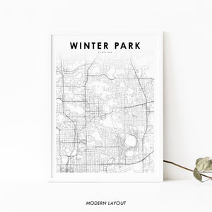 Winter Park FL Karte Print, Florida USA Karte Kunst Poster, Orlando, Stadt Straße Road Map Print, Kinderzimmer Wand Büro Dekor, druckbare Karte