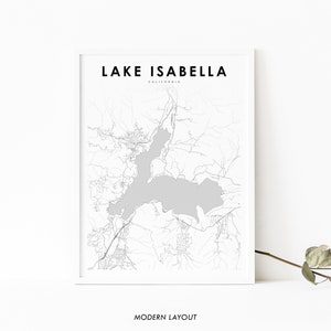 Lake Isabella CA Karte Print, Kalifornien USA Karte Kunst Poster, Kern County, Stadt Straße Karte Druck, Kinderzimmer Wand Büro Dekor, druckbare Karte