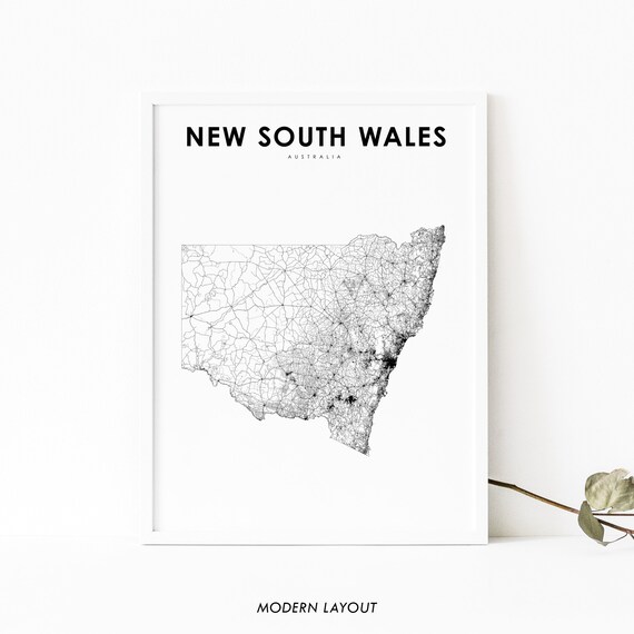 Road Map Of South Wales New South Wales Australia Map Print Road Map Art Poster | Etsy