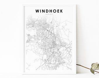 Windhoek Namibia Map Print, Map Art Poster, Windhuk Africa, City Street Map Print, Nursery Room Wall Office Decor, Printable Map