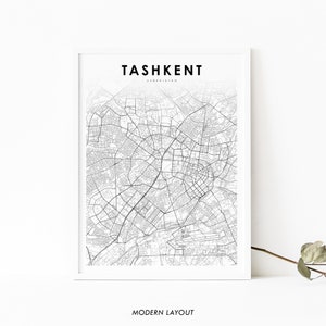 Tashkent Uzbekistan Map Print, Map Art Poster, Toshkent Ташкент, City Street Road Map Print, Nursery Room Wall Office Decor, Printable Map