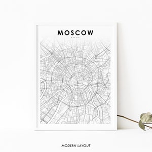 Downtown Moscow Map Print, Russia Map Art Poster, Mосква Moskvá, City Street Road Map Print, Nursery Room Wall Office Decor, Printable Map