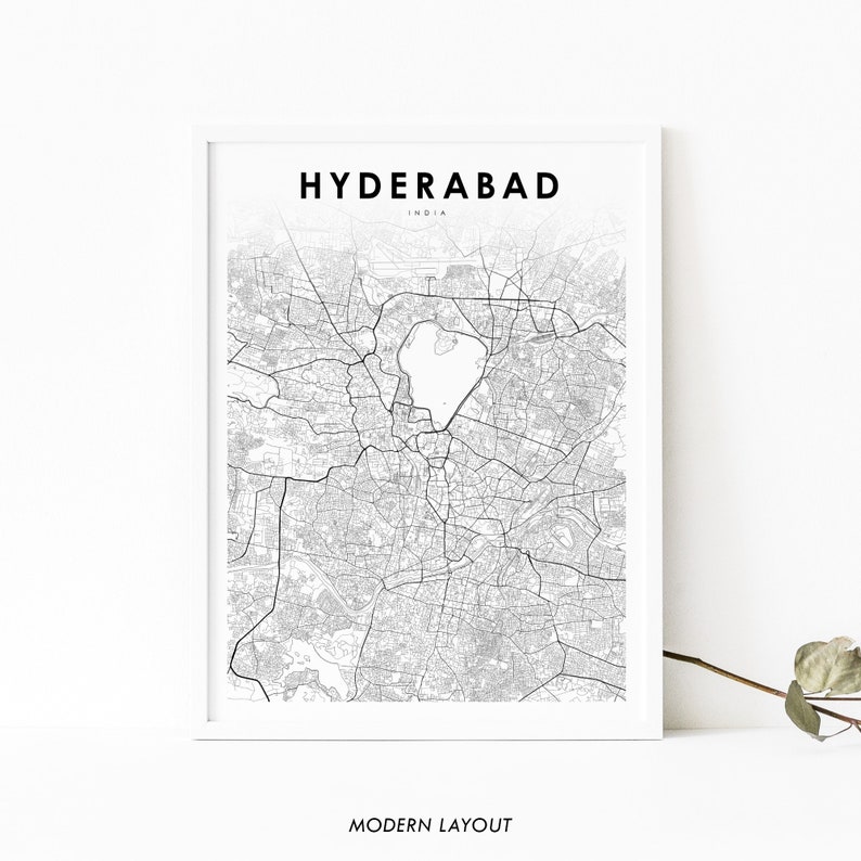 Buy Hyderabad India Map Print Map Art Poster Telangana City Online in
