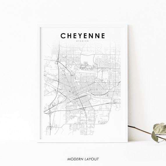 Map Of Cheyenne Wy Cheyenne Wy Map Print Wyoming Usa Map Art Poster Laramie | Etsy Australia