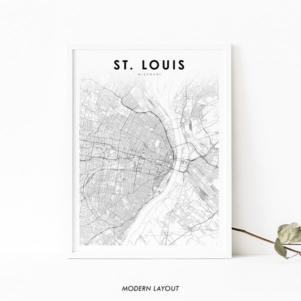 St. Louis MO Map Print, Missouri USA Map Art Poster, St Louis, City Street Road Map Print, Nursery Room Wall Office Decor, Printable Map