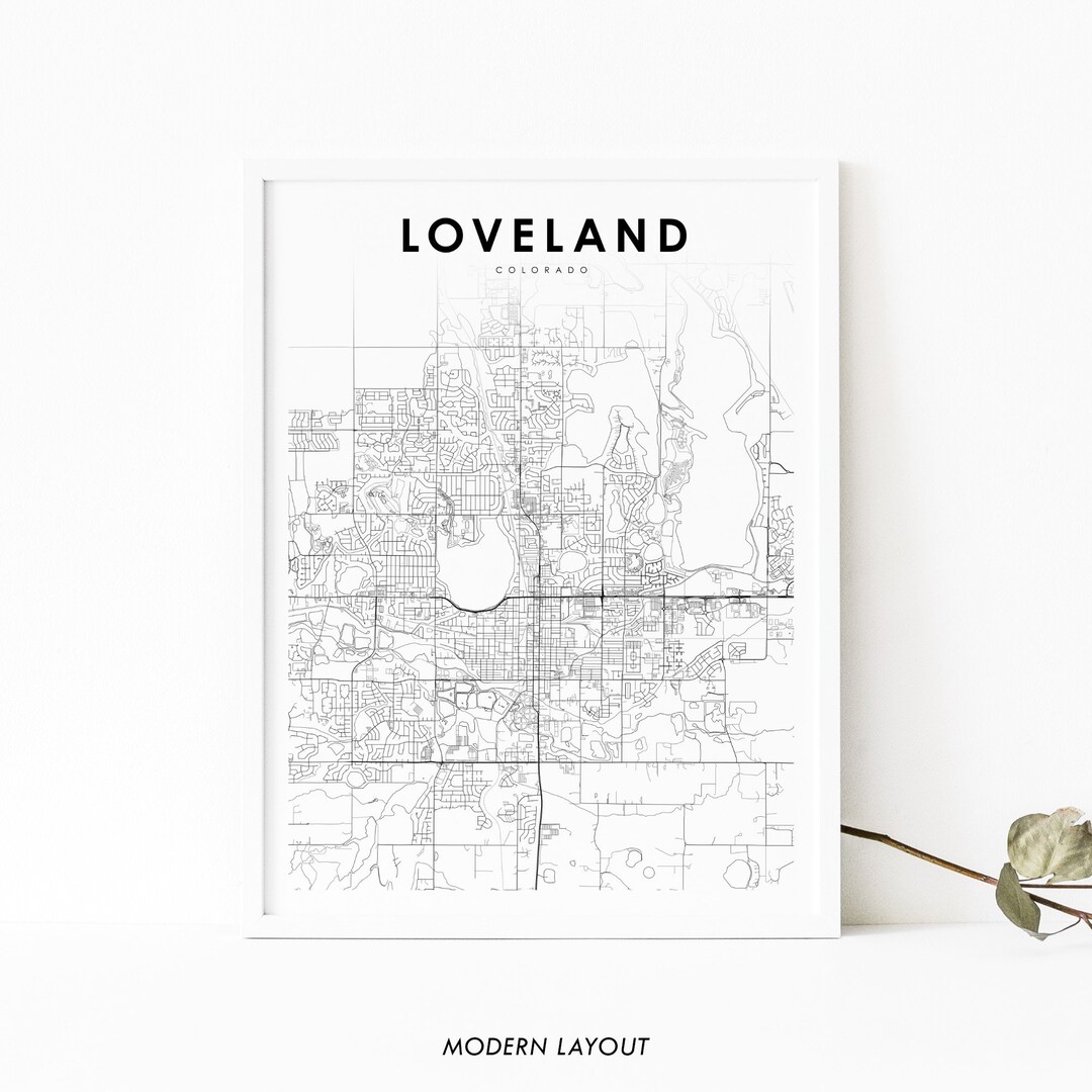 Loveland CO Map Print, Colorado USA Map Art Poster, Larimer County City Street Road Map Print ...