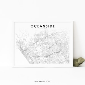 Oceanside CA Map Print, California USA Map Art Poster, City Street Road Map Print, Nursery Room Wall Office Decor, Printable Map