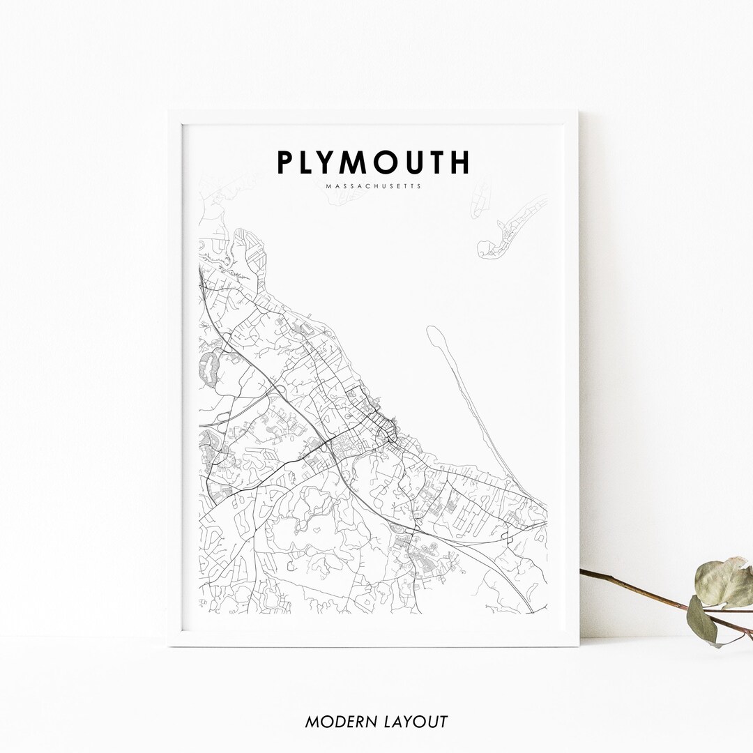 Plymouth MA Map Print Massachusetts USA Map Art Poster Etsy