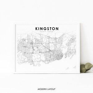 Impressão de mapa de Kingston Ontário, pôster de arte de mapa do Canadá, impressão de mapa de estradas de cidade, decoração de parede de quarto de berçário, mapa imprimível