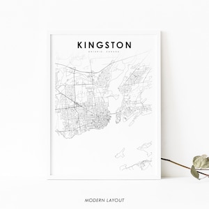 Impression de carte de Kingston Ontario, ON Canada carte Art affiche, impression de carte routière de rue de ville, décor de bureau de mur de salle de pépinière, carte imprimable