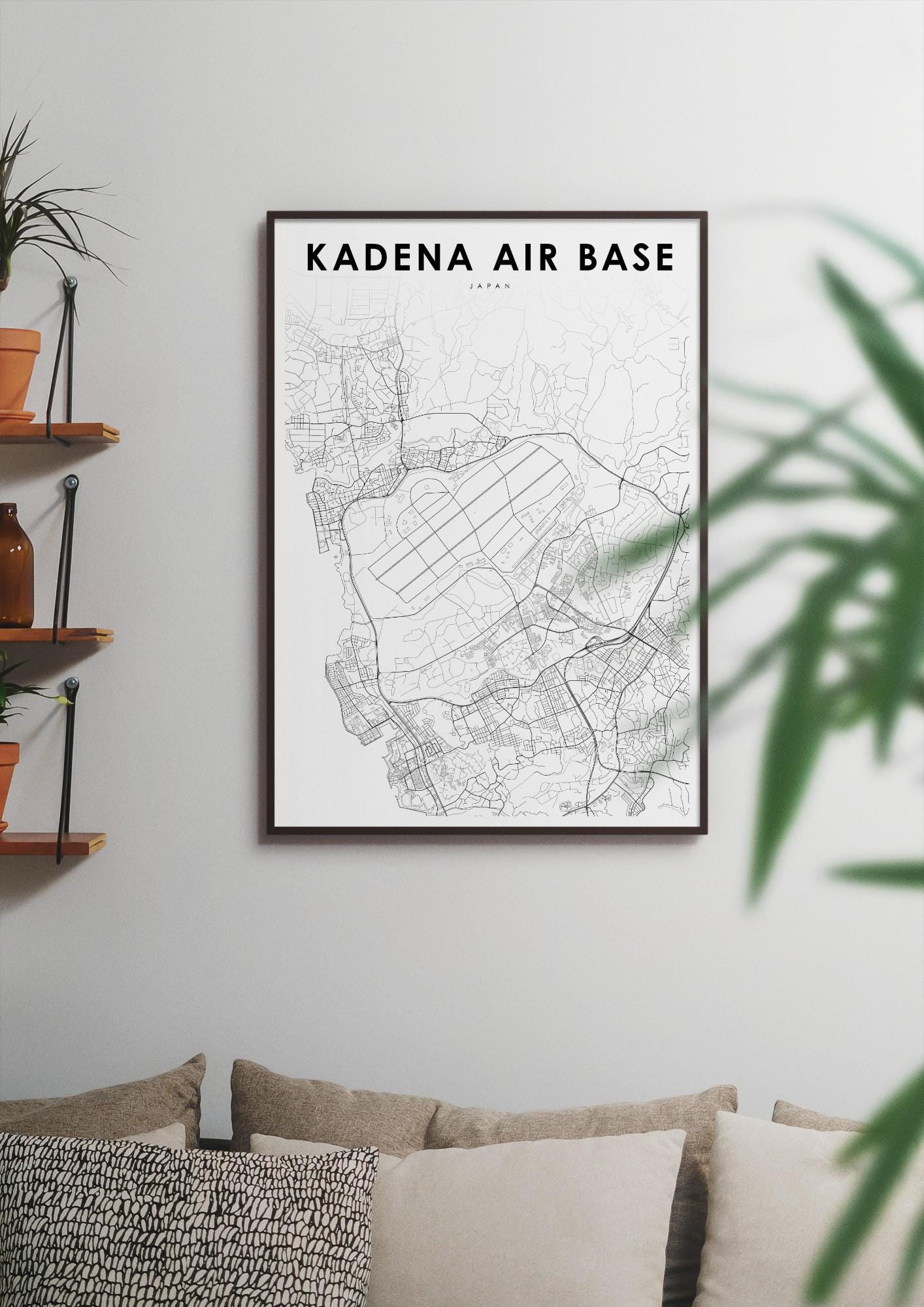 Kadena Air Base Okinawa Japan Map Print, USAF Air Force Base Map