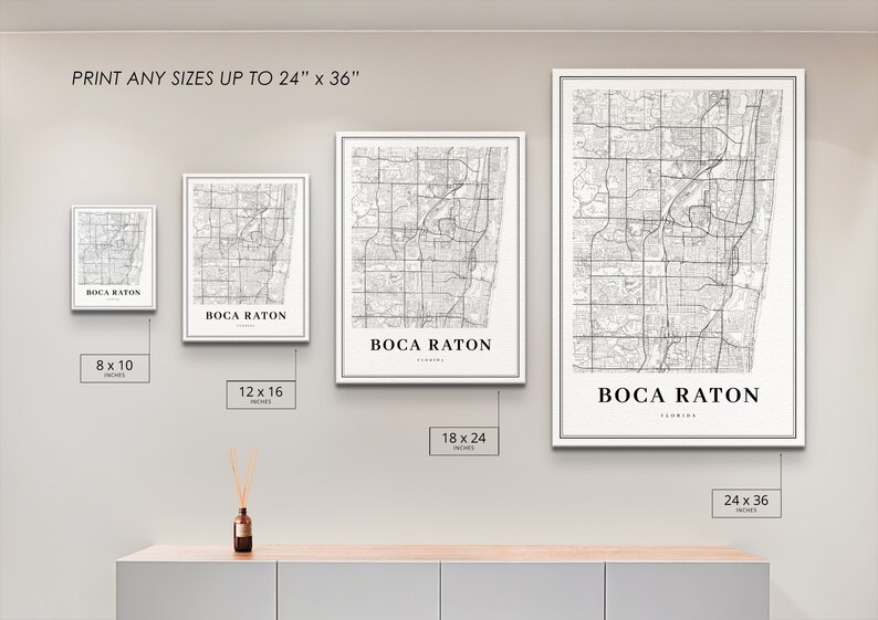 Boca Raton FL Map Print, Florida USA Map Art Poster, Deerfield Beach ...