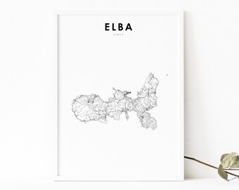 Impresión de mapa de Elba, Italia, póster artístico de mapas, Isola d'Elba, Italia, Livorno, impresión de mapa de calles de la ciudad, decoración de pared para la oficina de la habitación de los niños, mapa imprimible