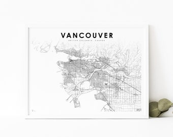 Greater Vancouver Map Print, British Columbia BC Canada Map Art Poster, City Street Map Print, Kinderkamer Wall Office Decor, Afdrukbare kaart