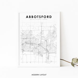 Abbotsford BC Karte Print, British Columbia Kanada Karte Kunst Poster, Stadt Straße Road Map Print, Kinderzimmer Wand Büro Dekor, druckbare Karte