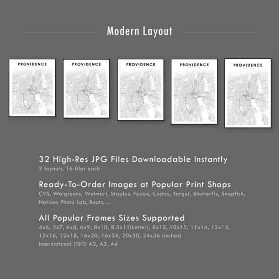 Providence Ri Map Print Rhode Island Usa Map Art Poster City Etsy