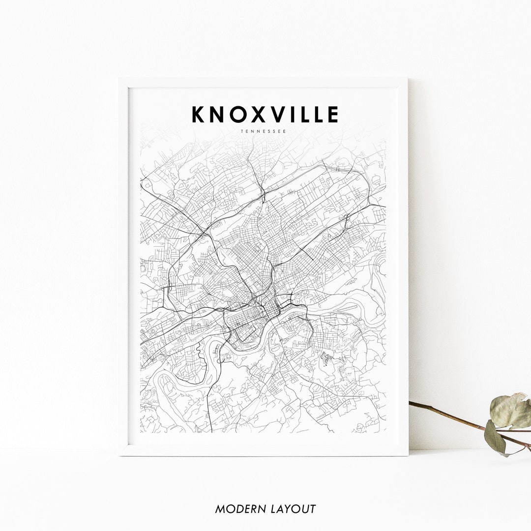 Knoxville TN Map Print, Tennessee USA Map Art Poster, Knox County, City ...