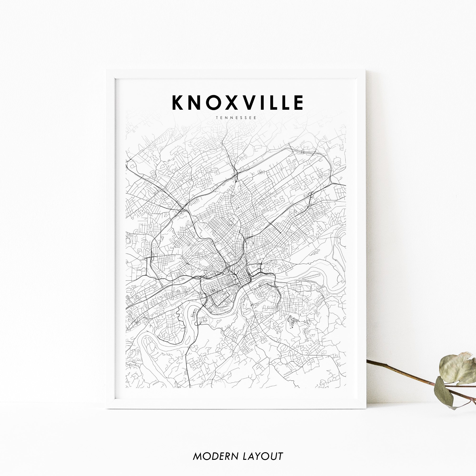 Knoxville TN Map Print, Tennessee USA Map Art Poster, Knox County, City Street Road Map Print, Nursery Room Wall Office Decor, Printable Map