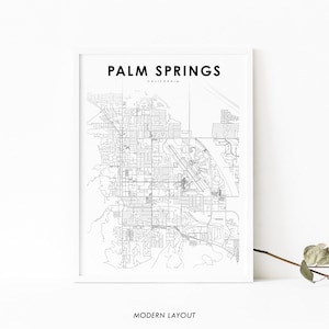 Palm Springs CA carte impression, Californie USA carte Art affiche, ville rue route carte impression, pépinière chambre mur bureau Decor, carte imprimable