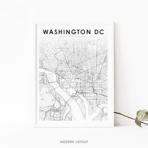 Downtown Washington DC kaart afdrukken, District of Columbia kaart Art Poster, straat routekaart afdrukken, kinderkamer muur Office Decor, afdrukbare kaart