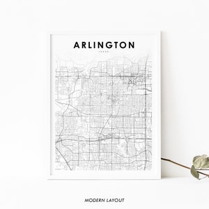 Arlington TX Map Print, Texas USA Map Art Poster, Dallas Fort Worth, City Street Map Print, Nursery Room Wall Office Decor, Printable Map