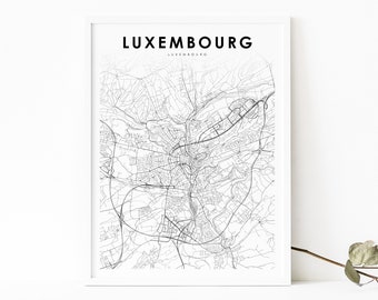 Luxembourg City Map Print, Luxembourg Map Art Poster, Lëtzebuerg, City Street Road Map Print, Nursery Room Wall Office Decor, Printable Map