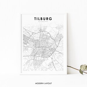 Tilburg Niederlande Karte Drucken, Niederlande Karte Kunst Poster, Dordt Stadt Straße Straßenkarte Druck, Kinderzimmer Wand Büro Dekor, druckbare Karte