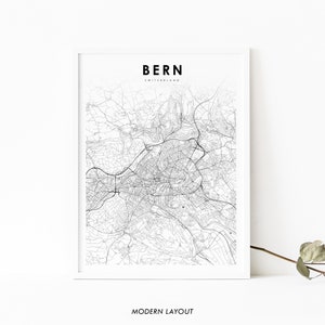 Bern Schweiz Karte, Kunst Poster, Berne Bärn Schweiz, Stadt Strasse Karte, Kinderzimmer Büro Wanddekoration, druckbare Karte