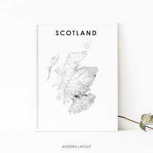 Schottland Karte Print, Road Map Art Poster, UK Vereinigtes Königreich Großbritannien Edinburgh Glasgow Map Art, Kinderzimmer Wand Büro Dekor, druckbare Karte