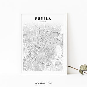 Puebla Mexiko Karte Drucken, Puebla de Zaragoza México Karte Kunst Poster, Stadt Straße Straßenkarte Druck, Kinderzimmer Wand Büro Dekor, druckbare Karte