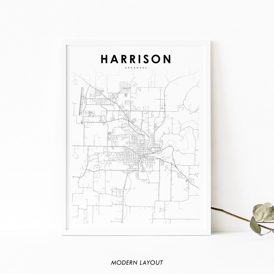 Harrison AR Map Print Arkansas USA Map Art Poster Boone Etsy