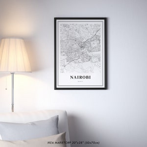 Nairobi Kenya Map Print, Map Art Poster, Nyrobi Africa City Street Road Map Print, Nursery Room Wall Office Decor, Printable Map image 4