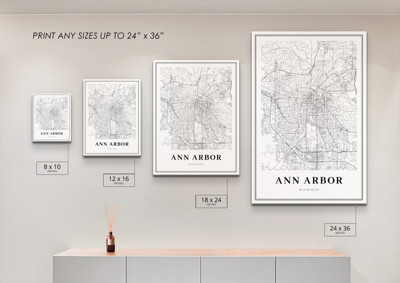 Ann Arbor MI Map Print Michigan USA Map Art Poster City image 6